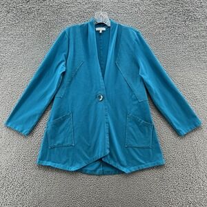 Habitat Sweater Womens Small Blue Big Button Jacket Cardigan Lagenlook Topper